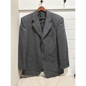 Hardy Amies Men's‎ Blazer Sport Coat Gray 100% Lambswool Sz 42R Quiet Luxury